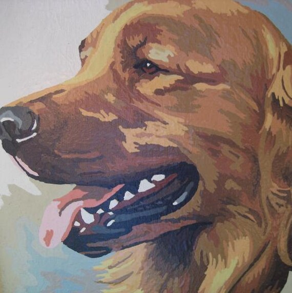 Vintage paint by number Golden retriever yellow Labrador