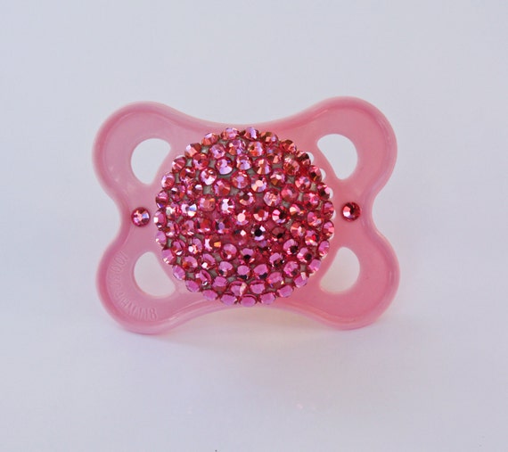 Swarovski Hot Pink Crystal Baby Pacifier by tracielynn26 on Etsy