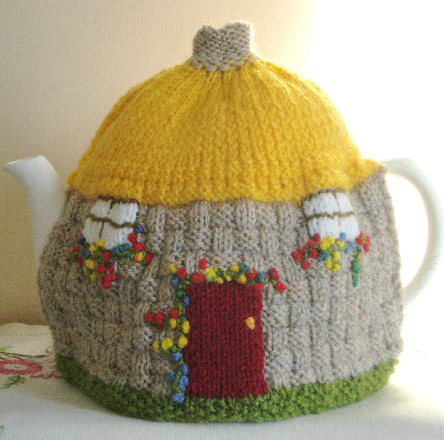 Hand knitted Tea Cosy English Country Cottage design