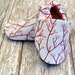 6-12 months Coral Weed Organic Baby Shoes -Baby Girl in white with coral vines and hearts Handmade Baby Booties