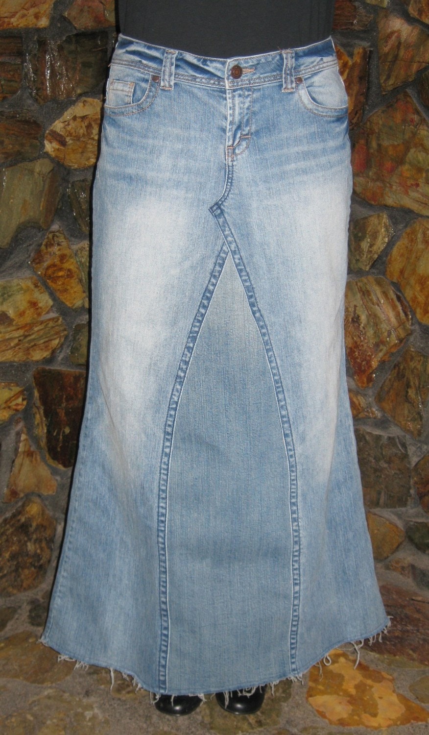 Maurices Long Blue Jean Denim Skirt size 9 10