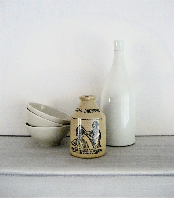 Vintage Stoneware Salad Dressing Jug by lovintagefinds on Etsy