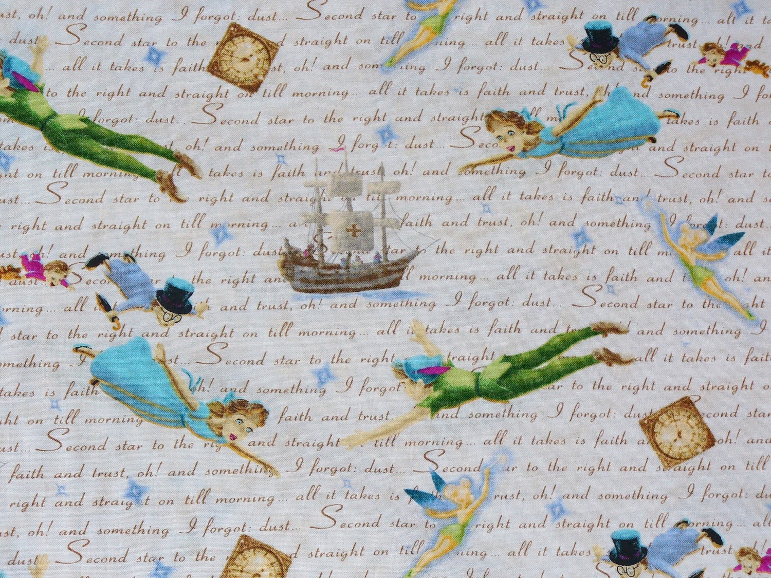 Peter Pan Fabric / Disney with Thomas Kincade / BTY / OOP