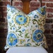 FINAL SALE - Sky Blue - Suzani - Pillow Cover - 14 X 18 in LUMBAR - Designer Pillow - Decorative Pillow - Throw Pillow