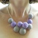 Felt Ball Necklace - Grey & Lavender Sculptured Felt