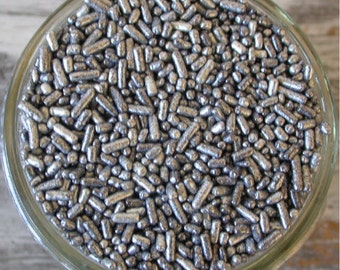 Sprinkles, 3 oz - Pearlized Silver Gray Jimmies - For Cupcakes - Cake Pops - Cookies - Ice Cream - Dipped Pretzels - Cakes - Desserts