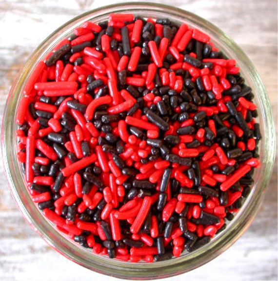 Sprinkles 3 oz Black and Red Jimmies Mix For Cupcakes