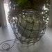 Vintage Fishing Float with Net in Emerald German or Japanese Fishing Float Blown Glass