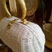 Vintage White Straw Handbag with Elegant Gold Tone Hardware
