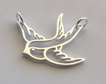 Sterling Silver Soaring Bird Charm