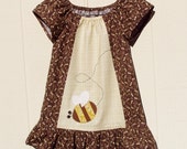 Honey Makers Brown Peasant Dress, Size 2 Toddler