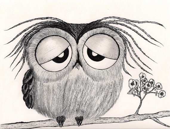 It's been a long day...  says Mr. Owl -  8-1/2 X 11" Art Print