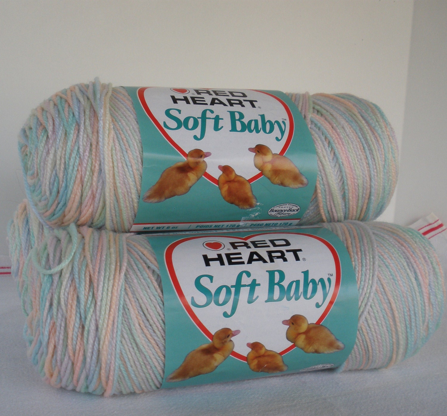 Red Heart Soft Baby Yarn . 3 6oz Skeins . Pastel Fruit
