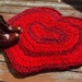 Red Heart crocheted upcycled rag rug for Valentine's Day -ooak