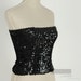 Black Sequined Tube Top Vintage 70s Disco