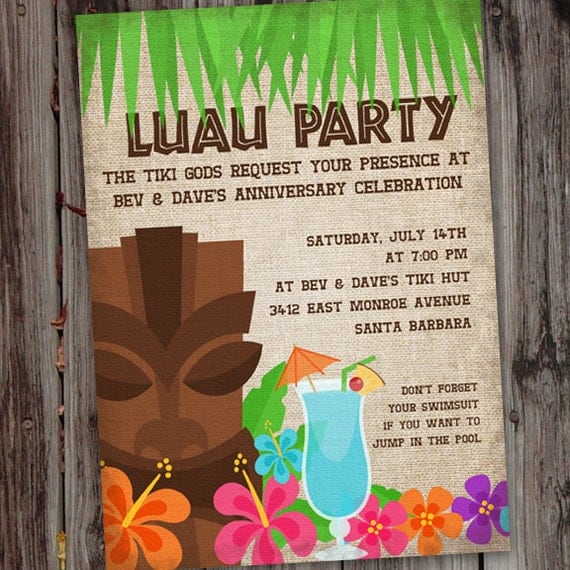 Hawaiian Theme Party Invitations Printable 10