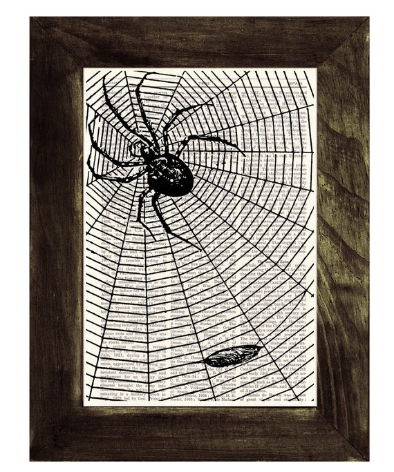 Items similar to Spider  Dictionary Book Print Altered art on