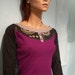 SALE,only L, MOD,Colorful,long sleeves,retro, patchwork top, MAGENTA top, with beautiful trimming details,long sleeves