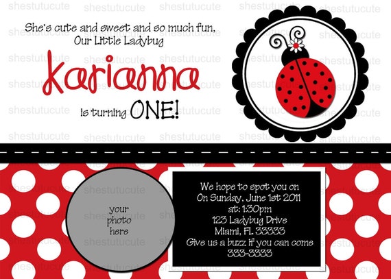 Lady Bug Birthday Invitation Digital File YOU-PRINT Il_570xn