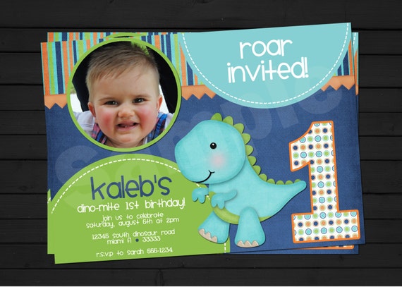 Lil' Dino- Mite Birthday Invitation Digital File YOU-PRINT Il_570xn