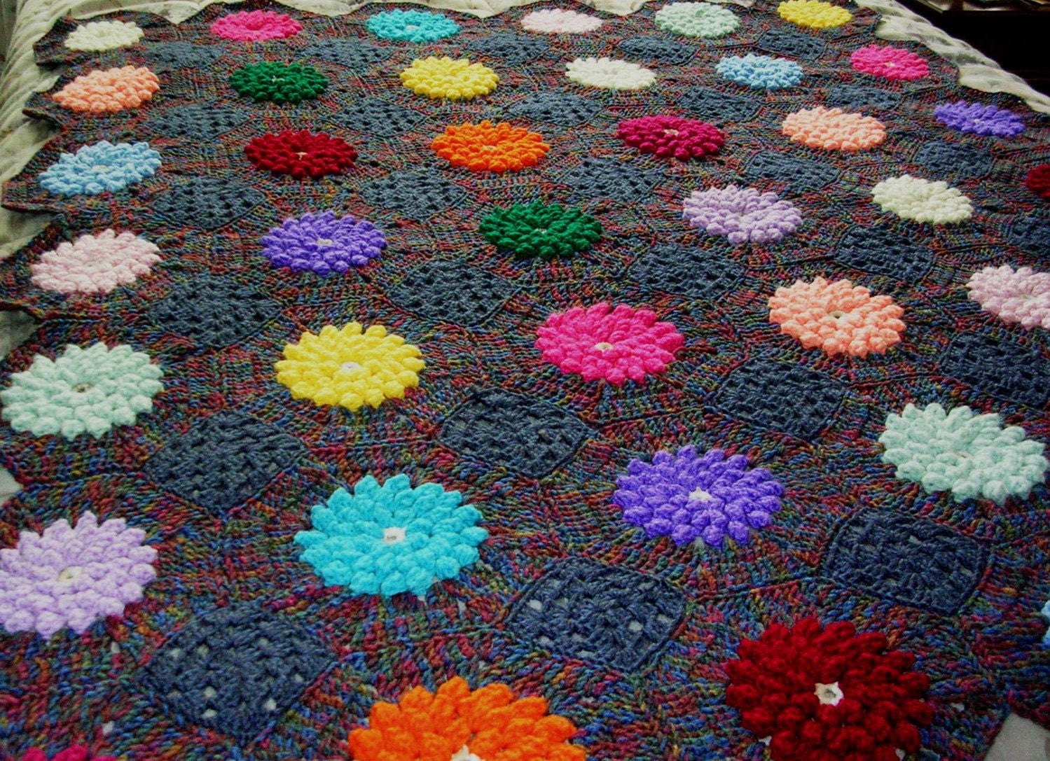 Crochet Afghan Handmade Crochet Throw Flower Throw