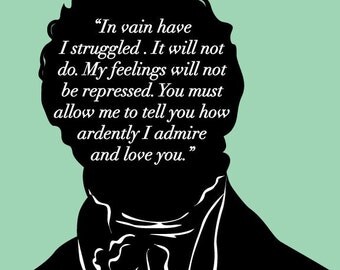 Literary Art Print - Jane Austen - Mr Darcy Proposal - Pride and Prejudice - Bookish - JAPP013