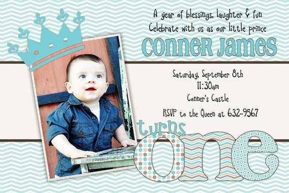 Little Prince Birthday One First 1st Birthday Invitation