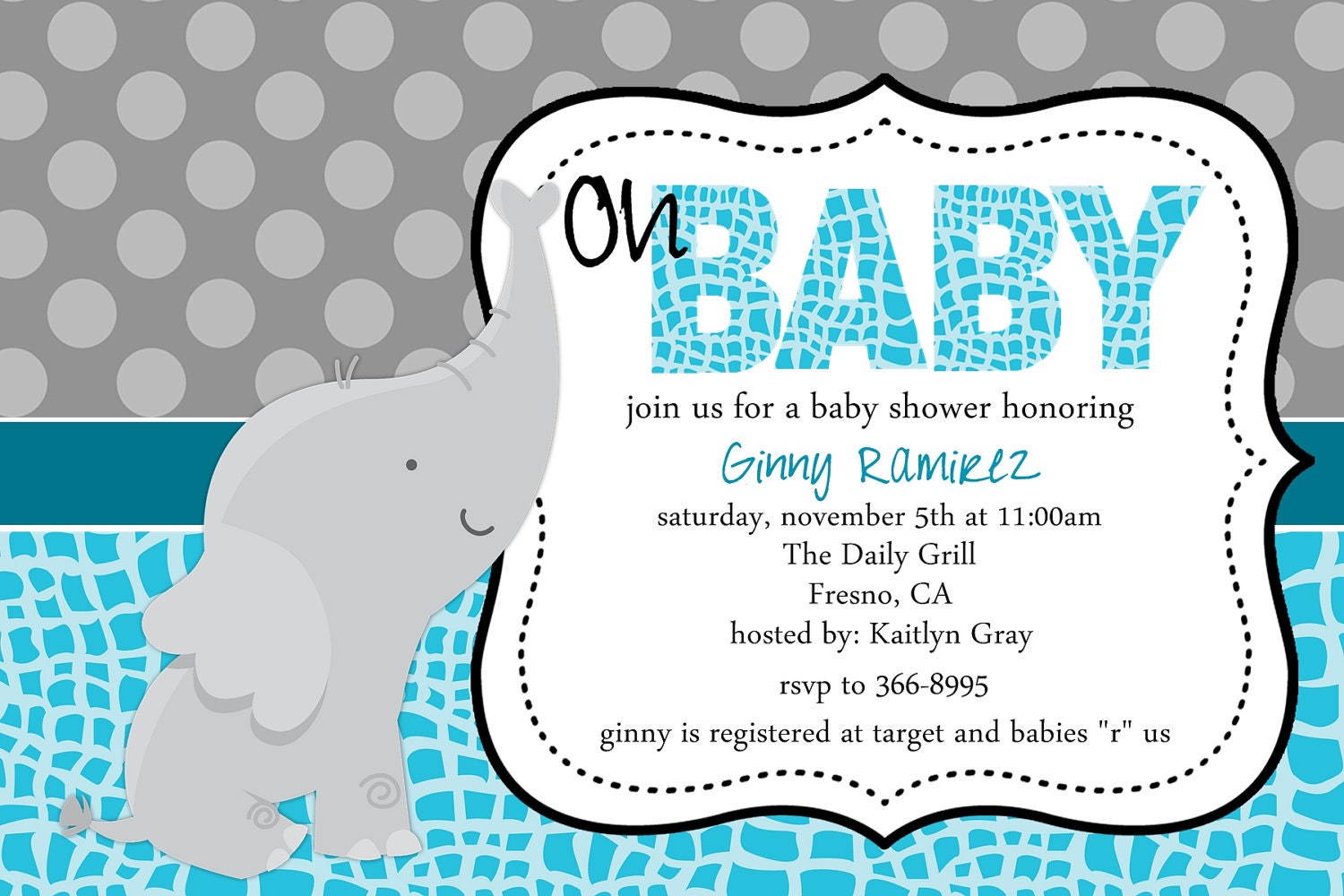 Free Elephant Baby Shower Invitations 6