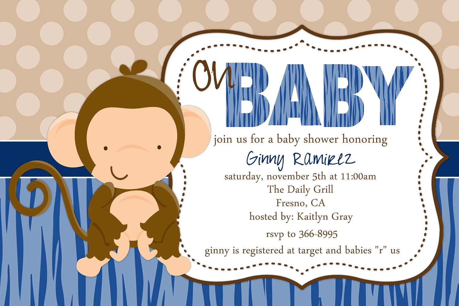 Monkey Shower Invitations 2