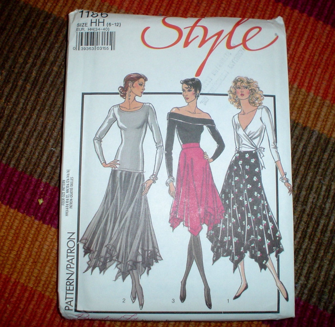 Vintage 80s Evening Handkerchief Hem Skirt Pattern Xs S M 6 8 8598