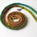 Skinny scarf spring green - Crochet jewelry - extra long necklace - woodland colors - emerald treasure