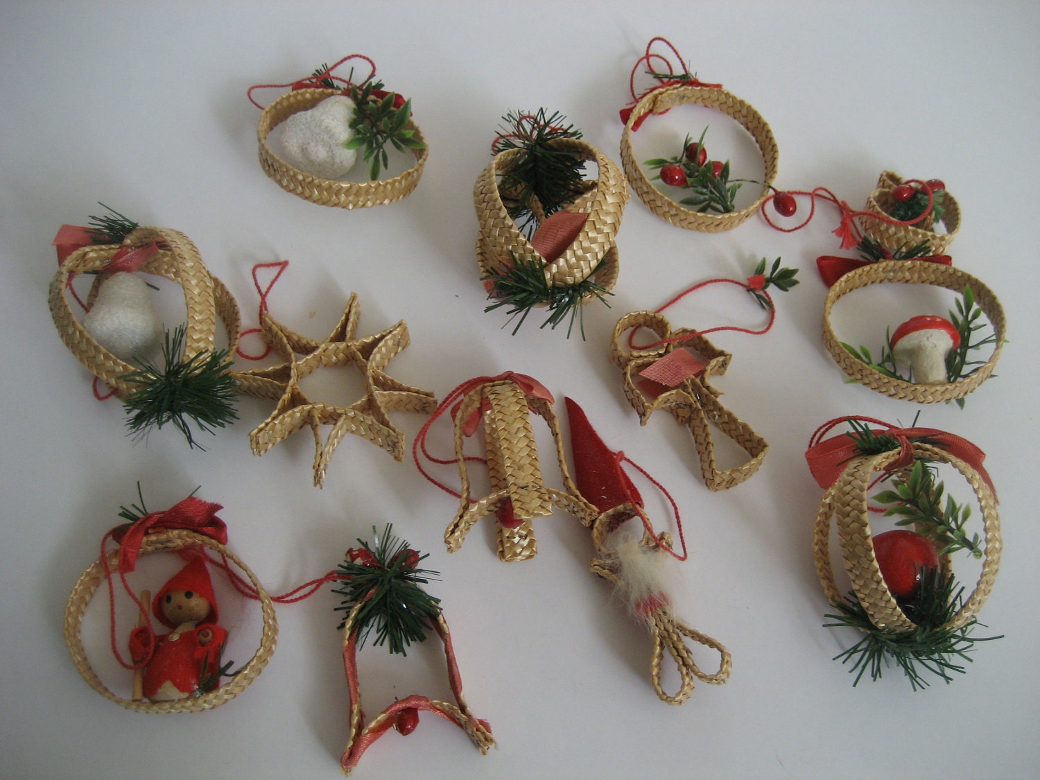 Vintage Danish Christmas Ornaments Handmade in Denmark Set 2