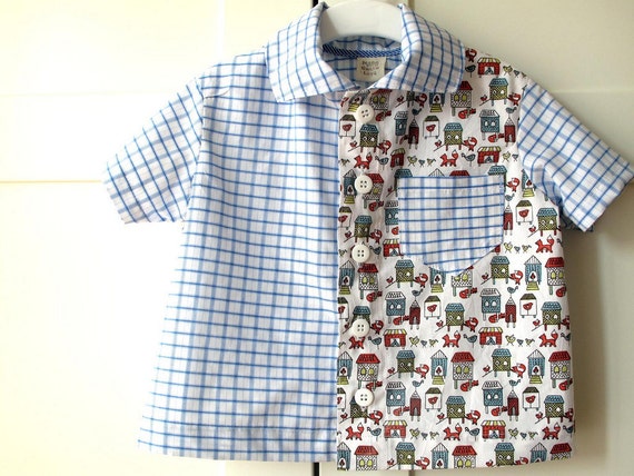 Boy's shirt first toddler shirt short sleeve. Blue by bymamma190