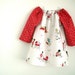 Baby girl dress, peasant dress, tunic. Playing time. Long sleeve. White and red. Size 9 -12 months