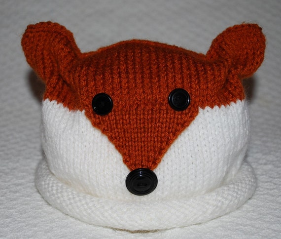 Items similar to Childrens Hand Knit Red Fox Hat - Made To Order on Etsy