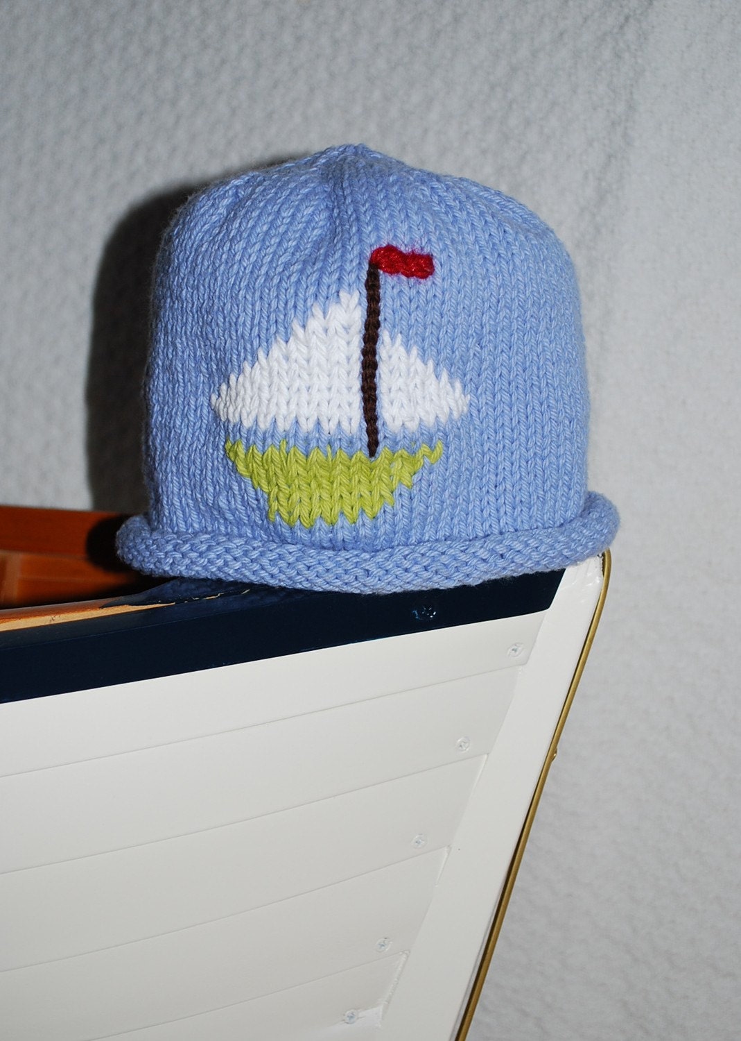 Children's Knit Sailboat Hat Made To Order by MyMaria64 on Etsy