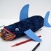 CLEARANCE Shark Pencil Case Geeky Cool Gift for Guys - Shark Bag for Kids - fun desk accessory: Twilight Waves Shark Bite, ready to ship