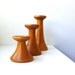 SALE Danish Modern Wood Candle Holders Trio Hand Turned