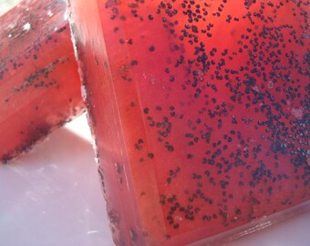 Raspberry Soap, Red Soap with Poppy Seeds, Raspberries Scented Soap, Vegan Soap, Black Polka Dots, Homemade Soap, Bar Soap, Unisex Soap
