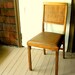 RESERVED for Sara Mid Century Wood Folding Chair With Weaved Caning Back and Vinyl Covered Seat 1960s SALE