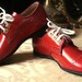 Beautiful NEW Old Stock Red Leather Baby Toddler Shoes Jumping Jacks Baby Shoes Size 6 / 5 3/4 Inches Long