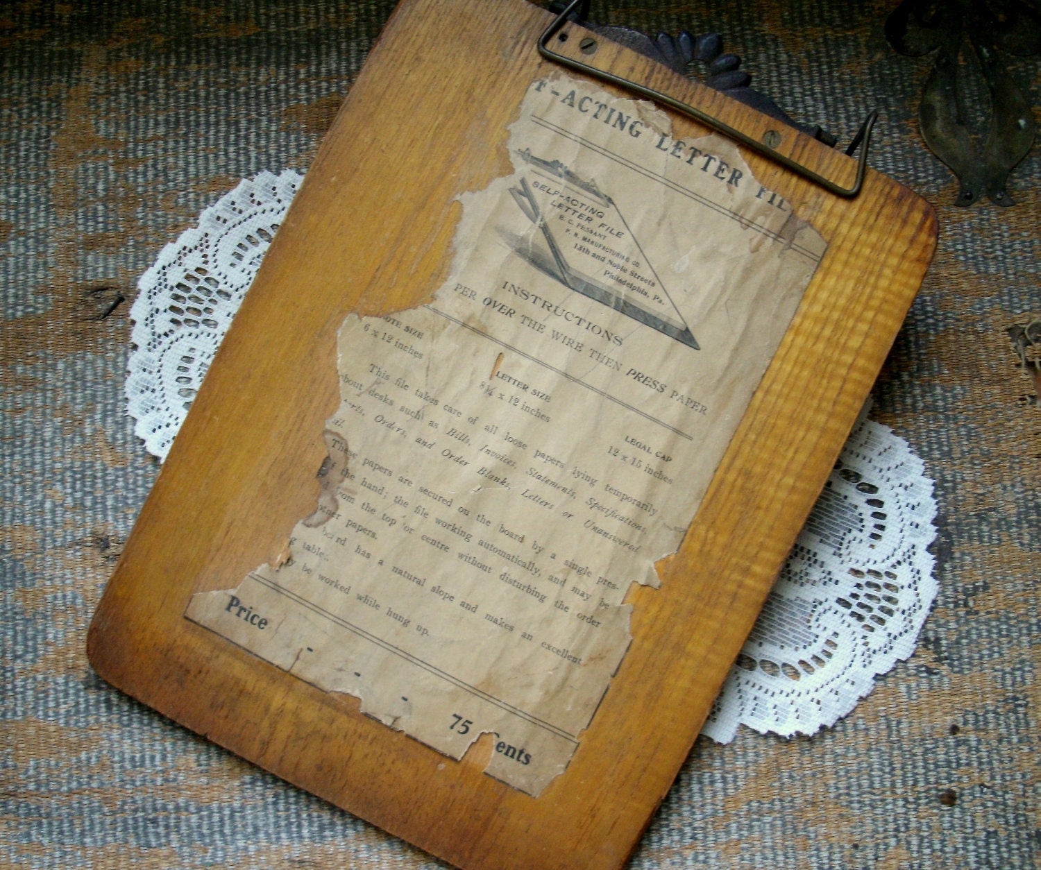 1800s Antique Wood Clipboard With Original by countrysidepeddler