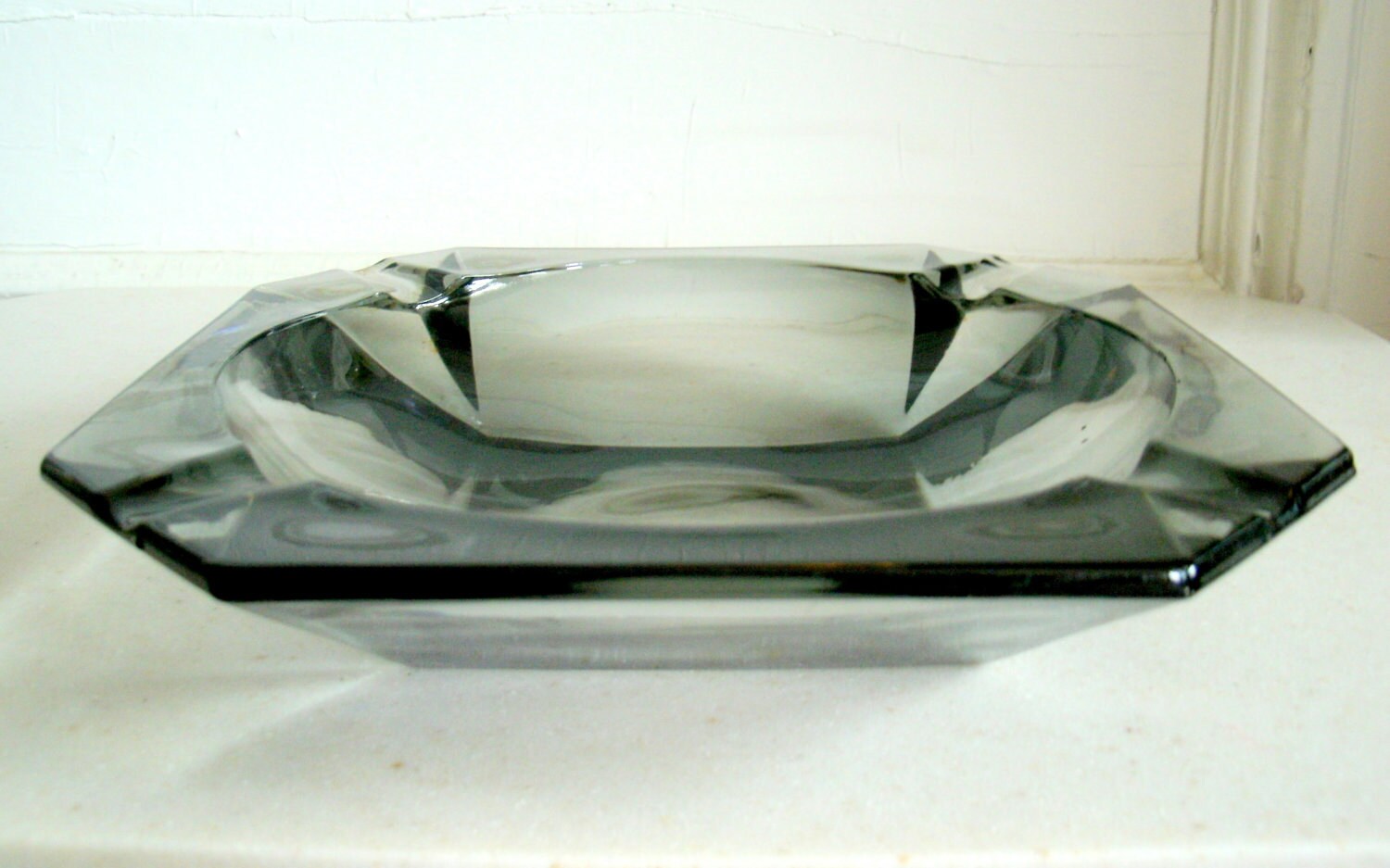 Vintage Smokey Gray Glass Ashtray Anchor Hocking Depression