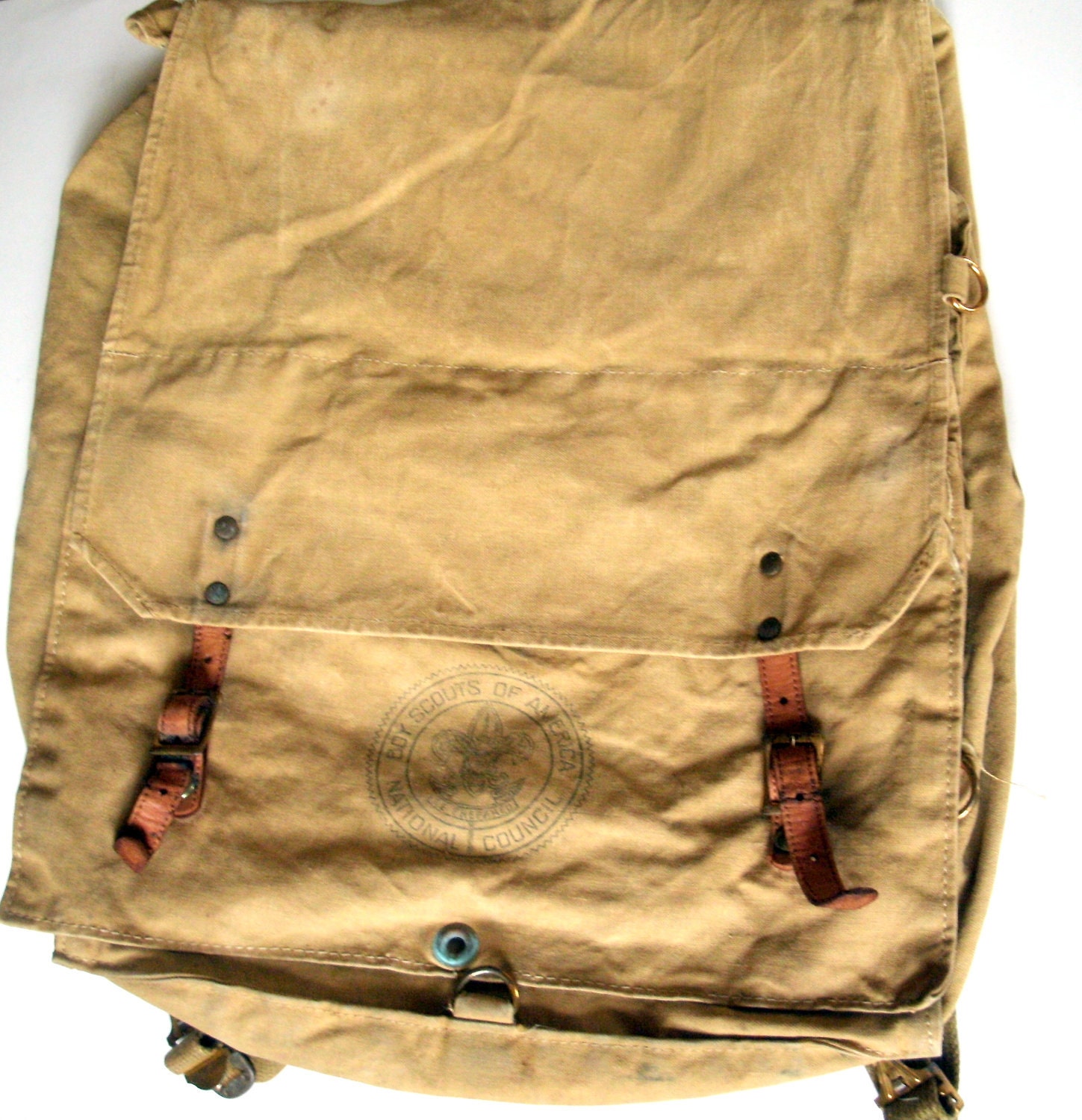 vintage boy scout canvas backpack