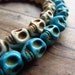 SALE - Turquoise and Bone White Skull Beads - 10x12mm - TWO full strands (64 beads)