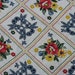 Vintage Fabric by the Yard Gauze Fabric Red Yellow Dark Blue Navy Blue Flowers Floral Fabric - 1 1/4 yard plus