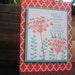 Floral Birthday Card Handmade Red and Aqua Wildflowers