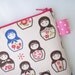 Matryoshka Dolls Kokka Fabric Zipper Pouch - Made to order