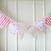 Pink and Green Fabric Banners, Garland, Wedding Bunting,Garland, Floral, Roses, Stripes, Polka Dots - 3 yards