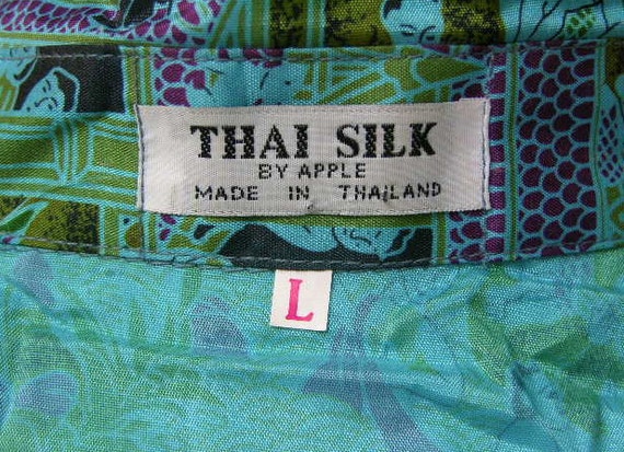 vintage Men's short sleeve shirt. Thai Silk. 'New Old